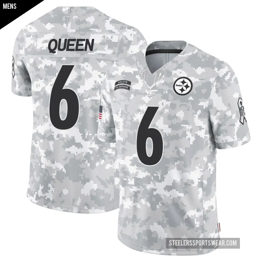 Men's Pittsburgh Steelers ＃6 Patrick Queen Arctic Camo Limited 2024 Salute to Service Jersey