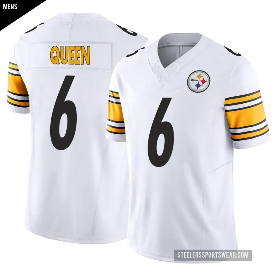 Men's Pittsburgh Steelers ＃6 Patrick Queen White Limited Vapor F.U.S.E. Jersey