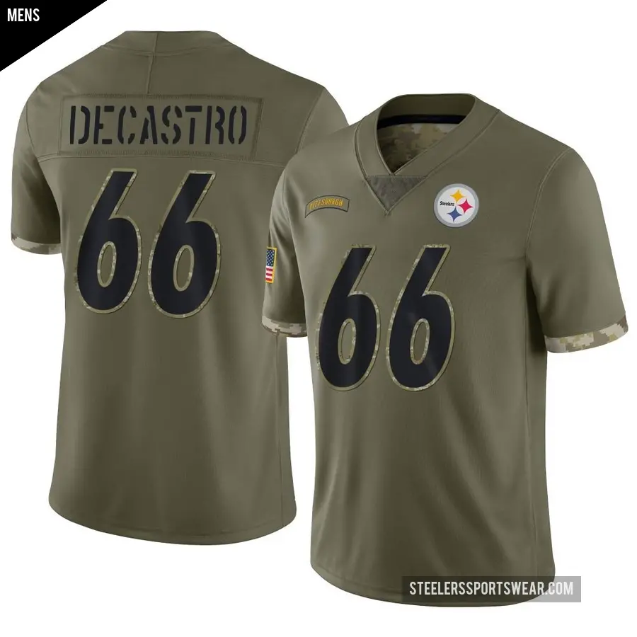 Men's Pittsburgh Steelers ＃66 David DeCastro Olive Limited 2022 Salute To Service Jersey