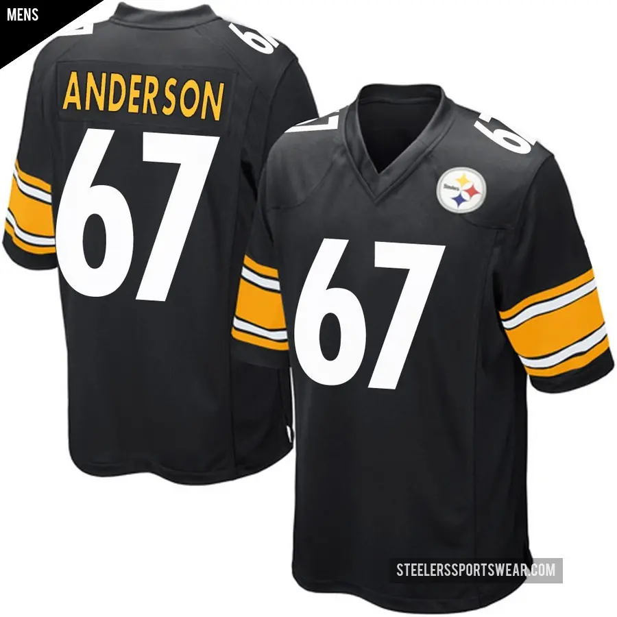 Men's Pittsburgh Steelers ＃67 Calvin Anderson Black Game Team Color Jersey