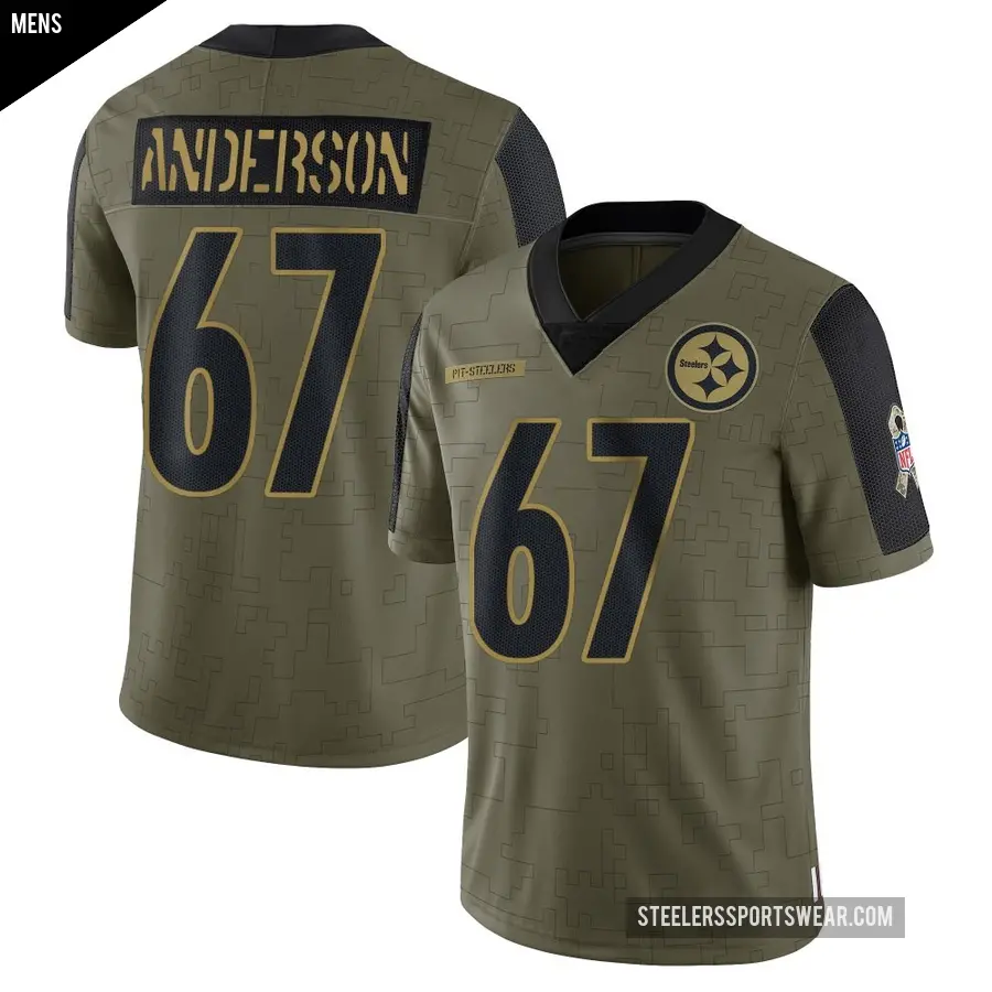Men's Pittsburgh Steelers ＃67 Calvin Anderson Olive Limited 2021 Salute To Service Jersey