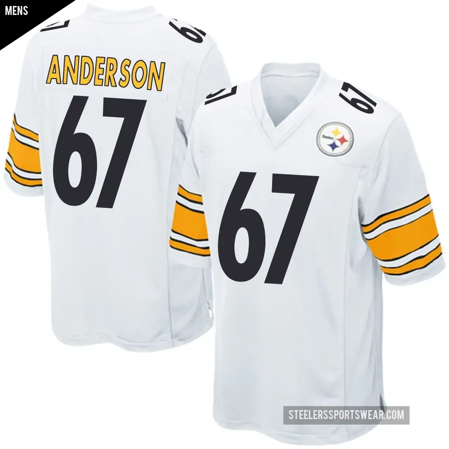 Men's Pittsburgh Steelers ＃67 Calvin Anderson White Game Jersey