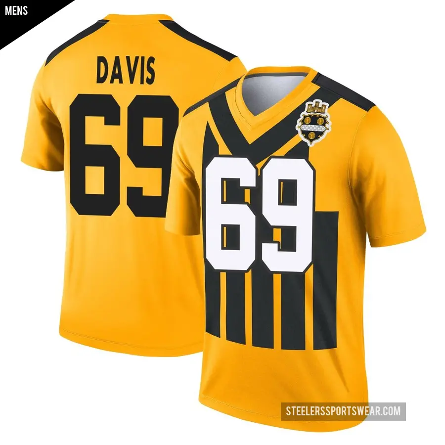 Men's Pittsburgh Steelers ＃69 Domenique Davis Gold Legend Alternate 1933 Throwback Performance Jersey