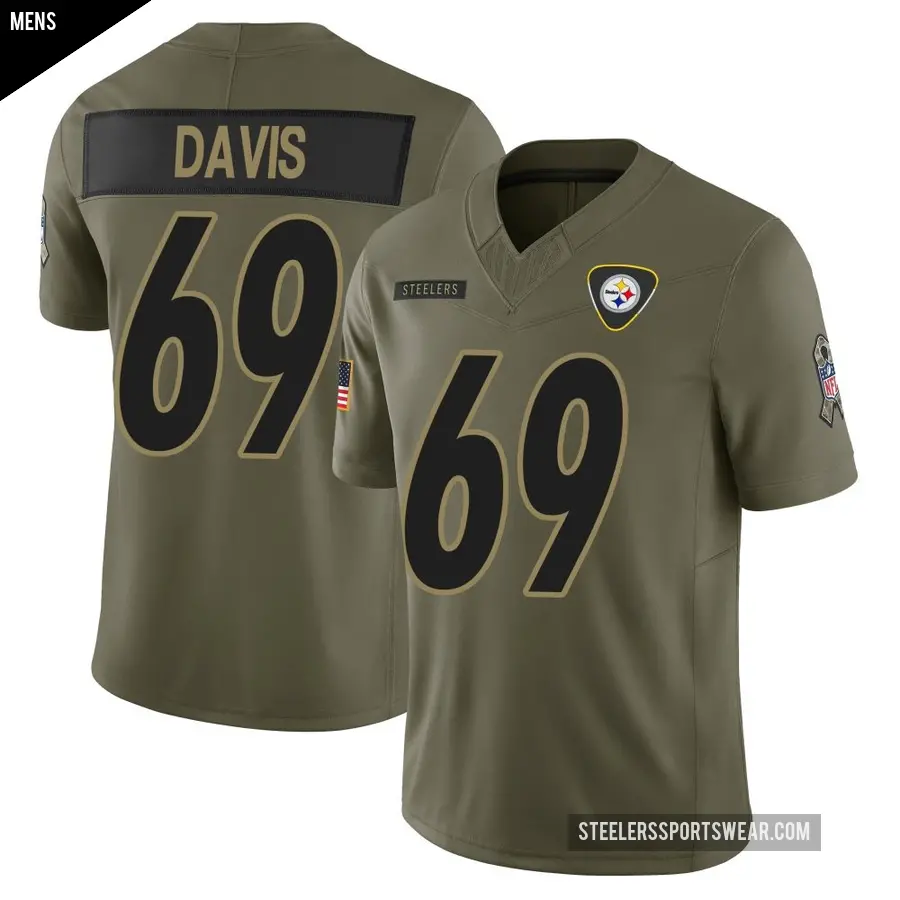 Men's Pittsburgh Steelers ＃69 Domenique Davis Olive Limited 2025 Salute to Service Jersey