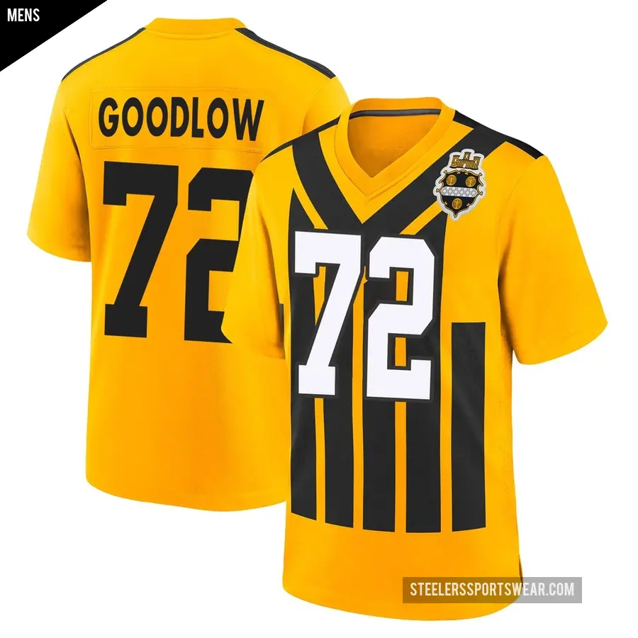 Men's Pittsburgh Steelers ＃72 Anthony Goodlow Gold Game Alternate 1933 Throwback Jersey