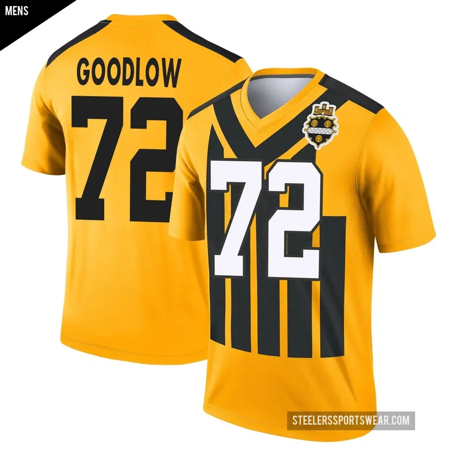 Men's Pittsburgh Steelers ＃72 Anthony Goodlow Gold Legend Alternate 1933 Throwback Performance Jersey