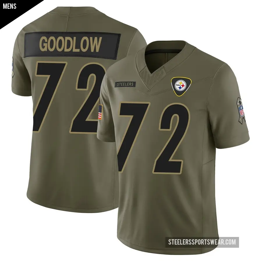 Men's Pittsburgh Steelers ＃72 Anthony Goodlow Olive Limited 2025 Salute to Service Jersey