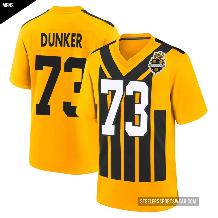 Men's Pittsburgh Steelers ＃73 Gennings Dunker Gold Game Alternate 1933 Throwback Jersey
