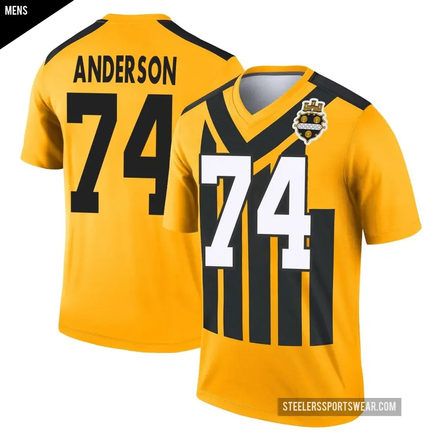 Men's Pittsburgh Steelers ＃74 Spencer Anderson Gold Legend Alternate 1933 Throwback Performance Jersey