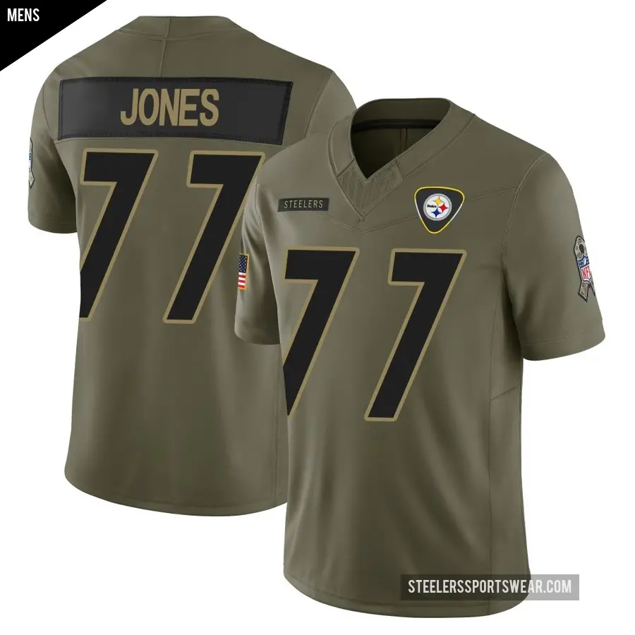 Men's Pittsburgh Steelers ＃77 Broderick Jones Olive Limited 2025 Salute to Service Jersey