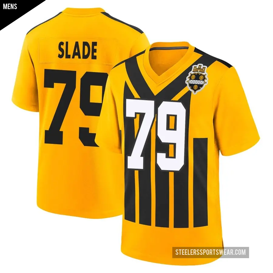 Men's Pittsburgh Steelers ＃79 Jacob Slade Gold Game Alternate 1933 Throwback Jersey