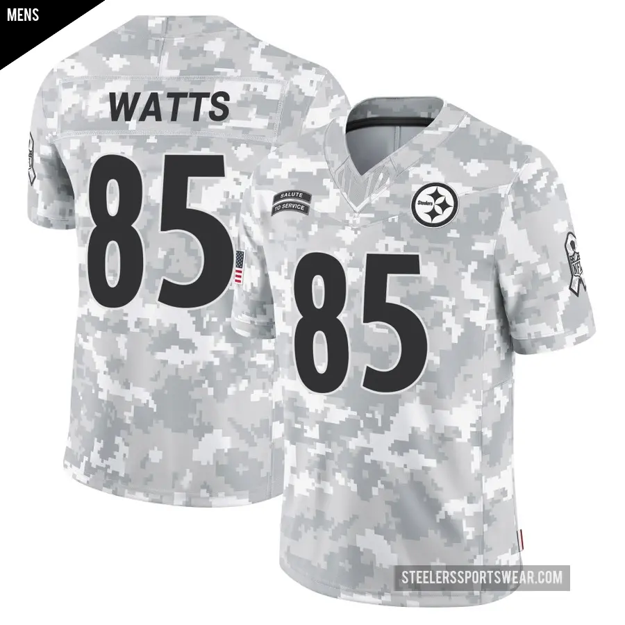 Men's Pittsburgh Steelers ＃85 Duece Watts Arctic Camo Limited 2024 Salute to Service Jersey