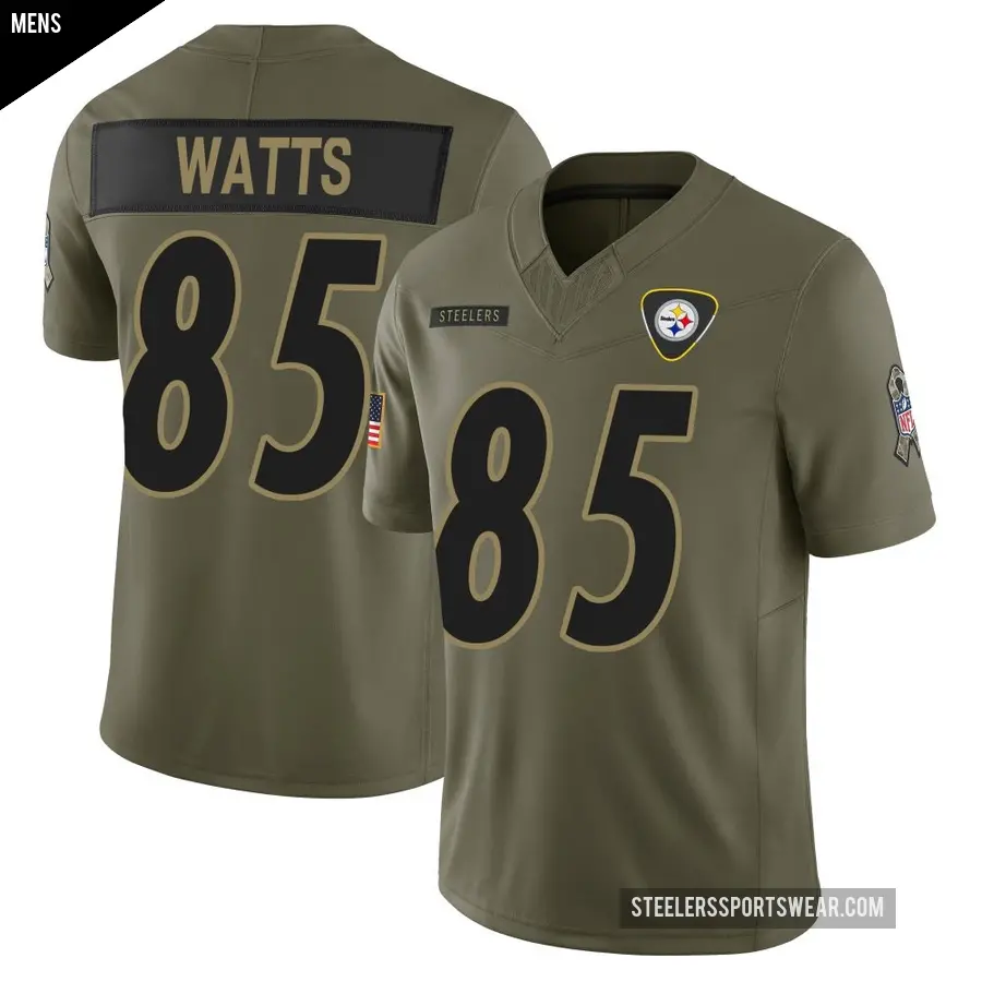 Men's Pittsburgh Steelers ＃85 Duece Watts Olive Limited 2025 Salute to Service Jersey