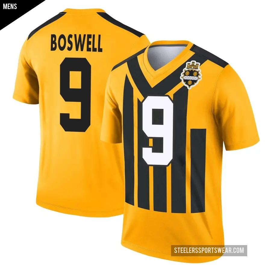 Men's Pittsburgh Steelers ＃9 Chris Boswell Gold Legend Alternate 1933 Throwback Performance Jersey