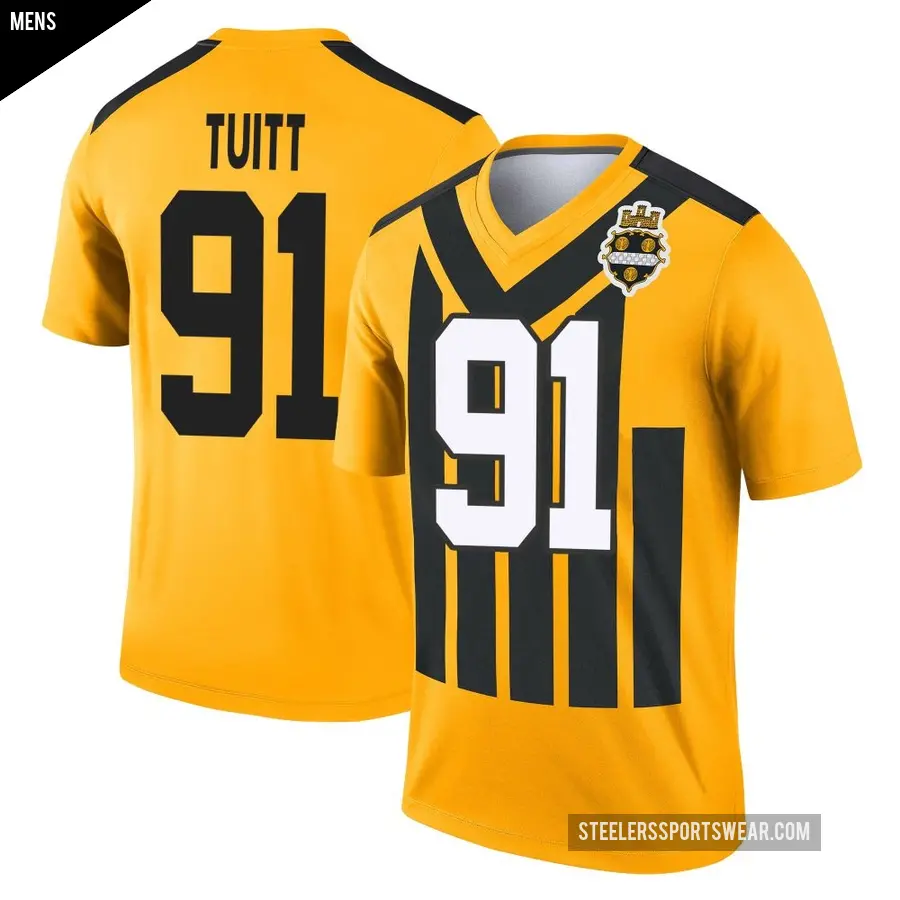 Men's Pittsburgh Steelers ＃91 Stephon Tuitt Gold Legend Alternate 1933 Throwback Performance Jersey