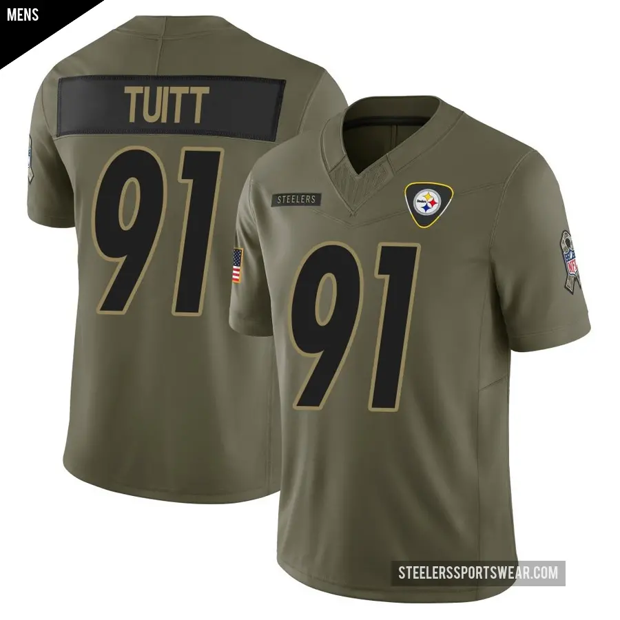 Men's Pittsburgh Steelers ＃91 Stephon Tuitt Olive Limited 2025 Salute to Service Jersey