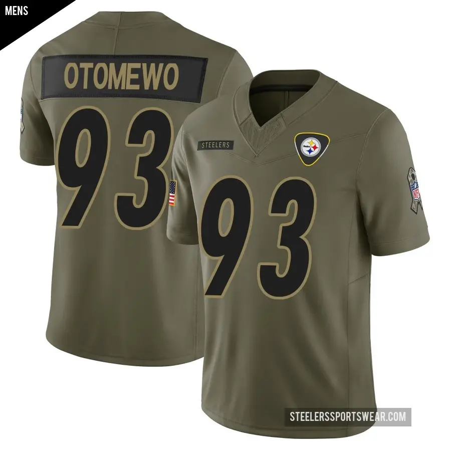 Men's Pittsburgh Steelers ＃93 Esezi Otomewo Olive Limited 2025 Salute to Service Jersey