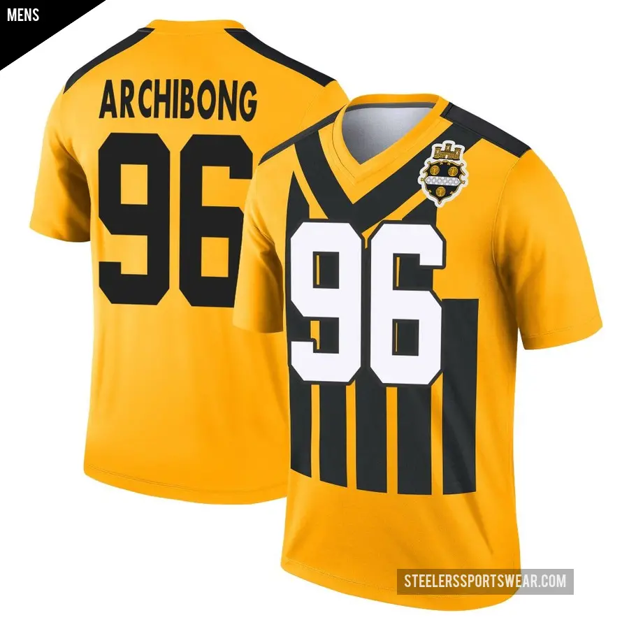 Men's Pittsburgh Steelers ＃96 Daniel Archibong Gold Legend Alternate 1933 Throwback Performance Jersey