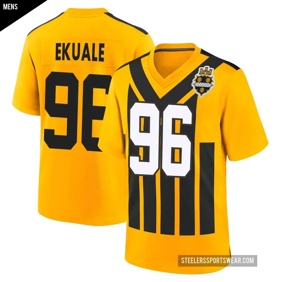 Men's Pittsburgh Steelers ＃96 Daniel Ekuale Gold Game Alternate 1933 Throwback Jersey