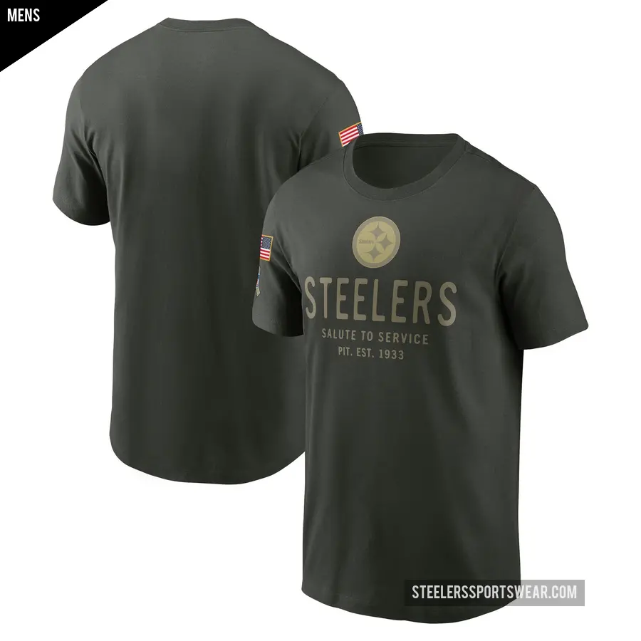 Men's Pittsburgh Steelers Green Forest 2025 Salute to Service Sideline T-Shirt