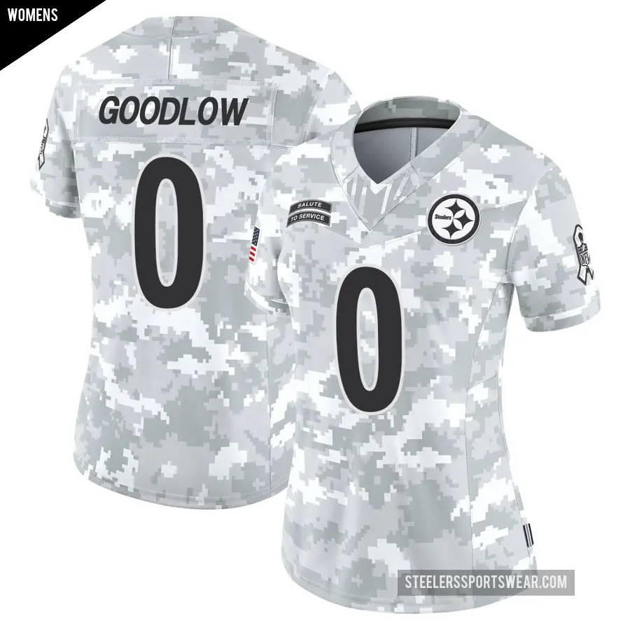 Women's Pittsburgh Steelers ＃0 Anthony Goodlow Arctic Camo Limited 2024 Salute to Service Jersey