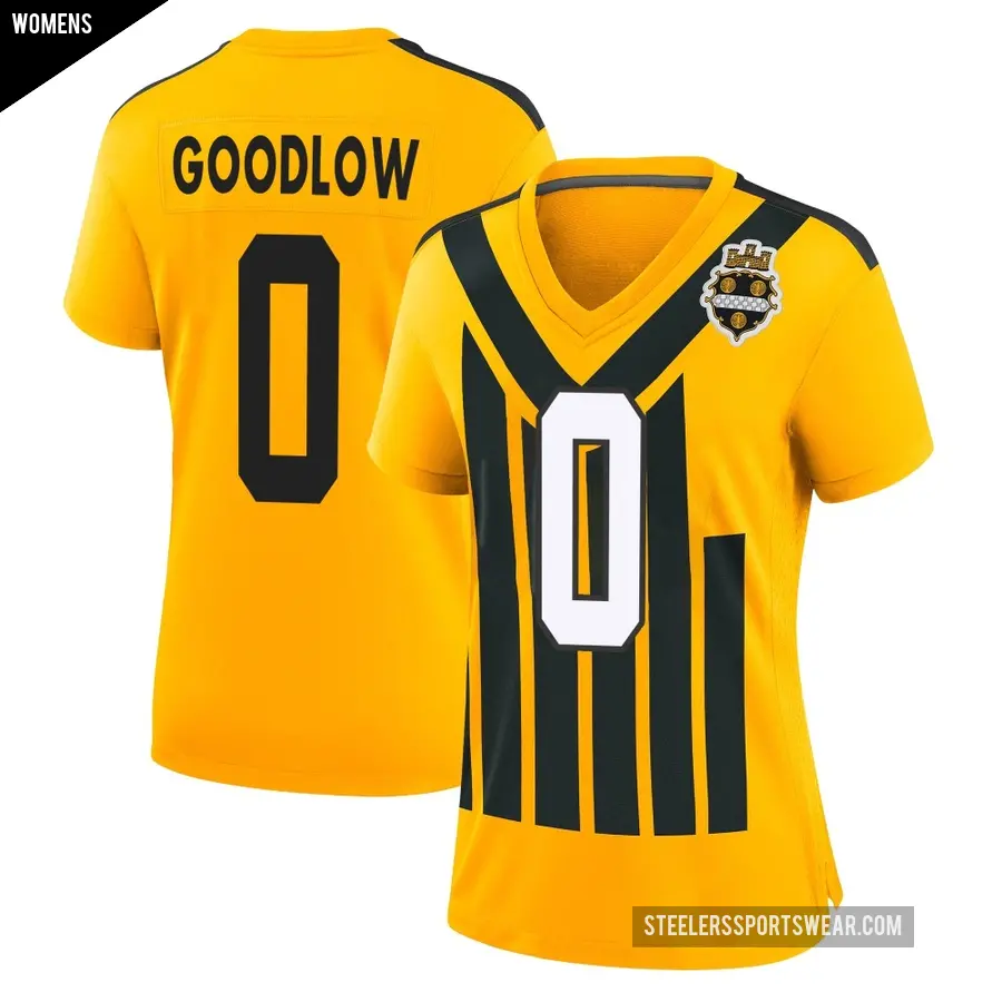 Women's Pittsburgh Steelers ＃0 Anthony Goodlow Gold Game Alternate 1933 Throwback Jersey