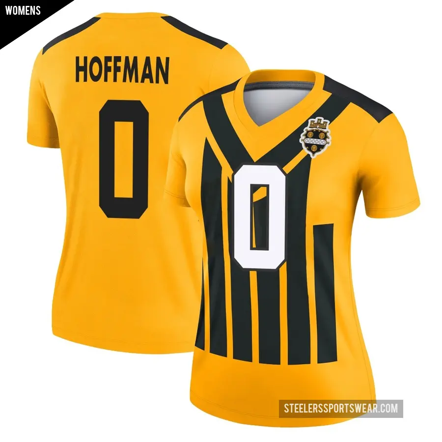 Women's Pittsburgh Steelers ＃0 Brock Hoffman Gold Legend Alternate 1933 Throwback Performance Jersey