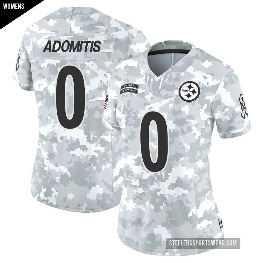 Women's Pittsburgh Steelers ＃0 Cal Adomitis Arctic Camo Limited 2024 Salute to Service Jersey