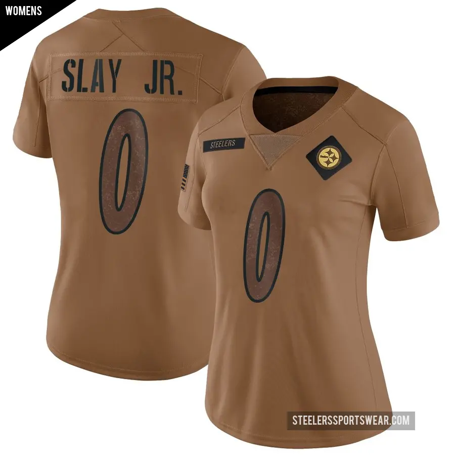 Women's Pittsburgh Steelers ＃0 Darius Slay Jr. Brown Limited 2023 Salute To Service Jersey