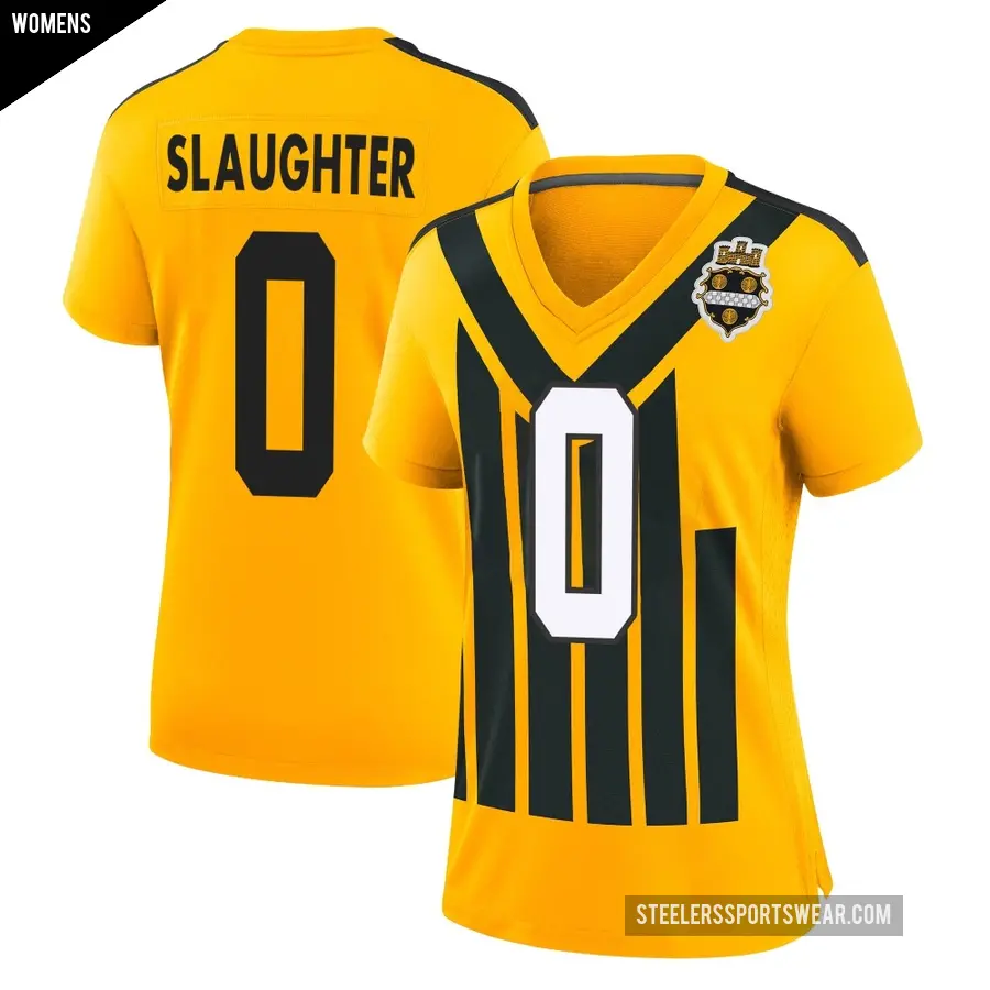 Women's Pittsburgh Steelers ＃0 Doneiko Slaughter Gold Game Alternate 1933 Throwback Jersey