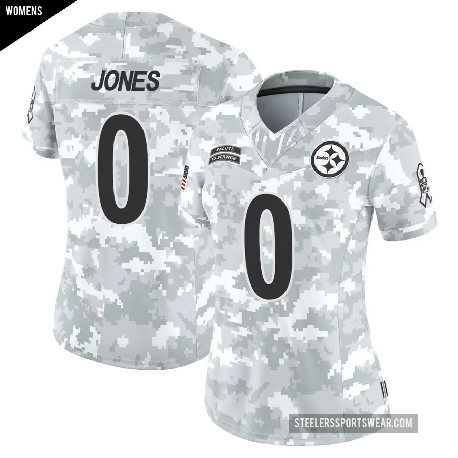Women's Pittsburgh Steelers ＃0 Steven Jones Arctic Camo Limited 2024 Salute to Service Jersey
