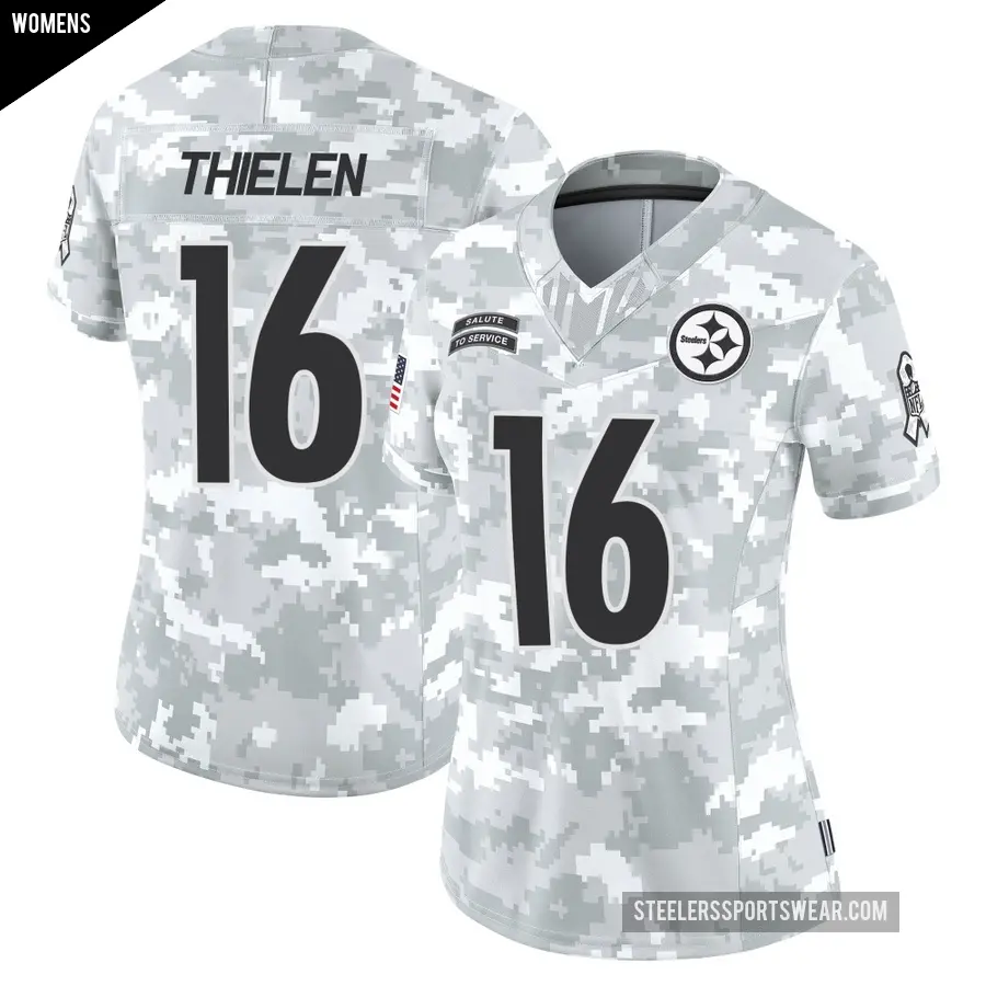 Women's Pittsburgh Steelers ＃16 Adam Thielen Arctic Camo Limited 2024 Salute to Service Jersey