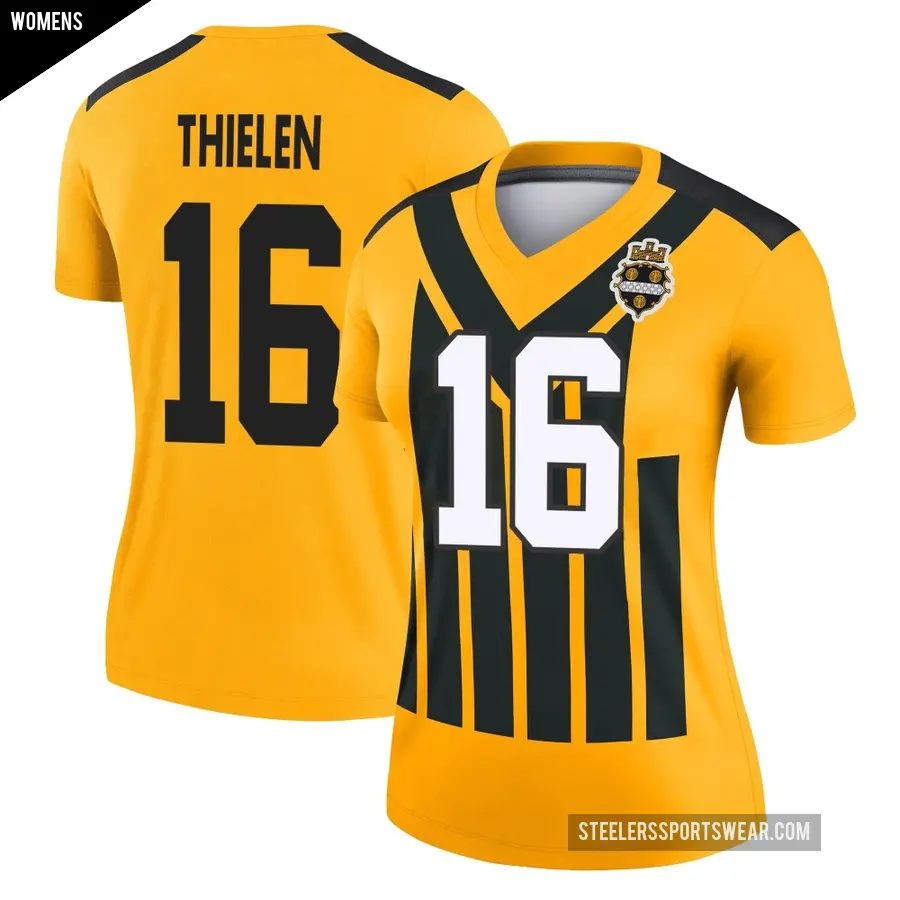 Women's Pittsburgh Steelers ＃16 Adam Thielen Gold Legend Alternate 1933 Throwback Performance Jersey