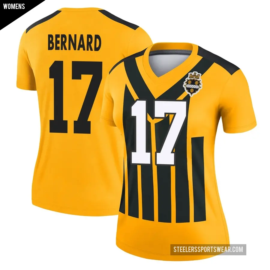 Women's Pittsburgh Steelers ＃17 Germie Bernard Gold Legend Alternate 1933 Throwback Performance Jersey