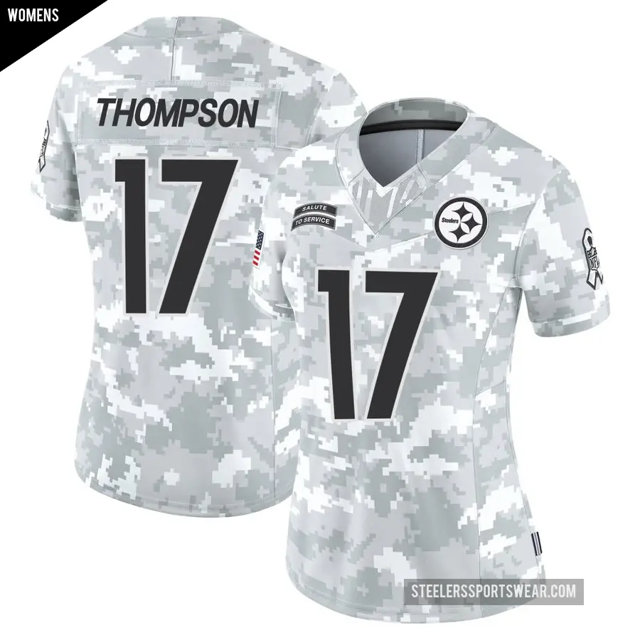 Women's Pittsburgh Steelers ＃17 Skylar Thompson Arctic Camo Limited 2024 Salute to Service Jersey