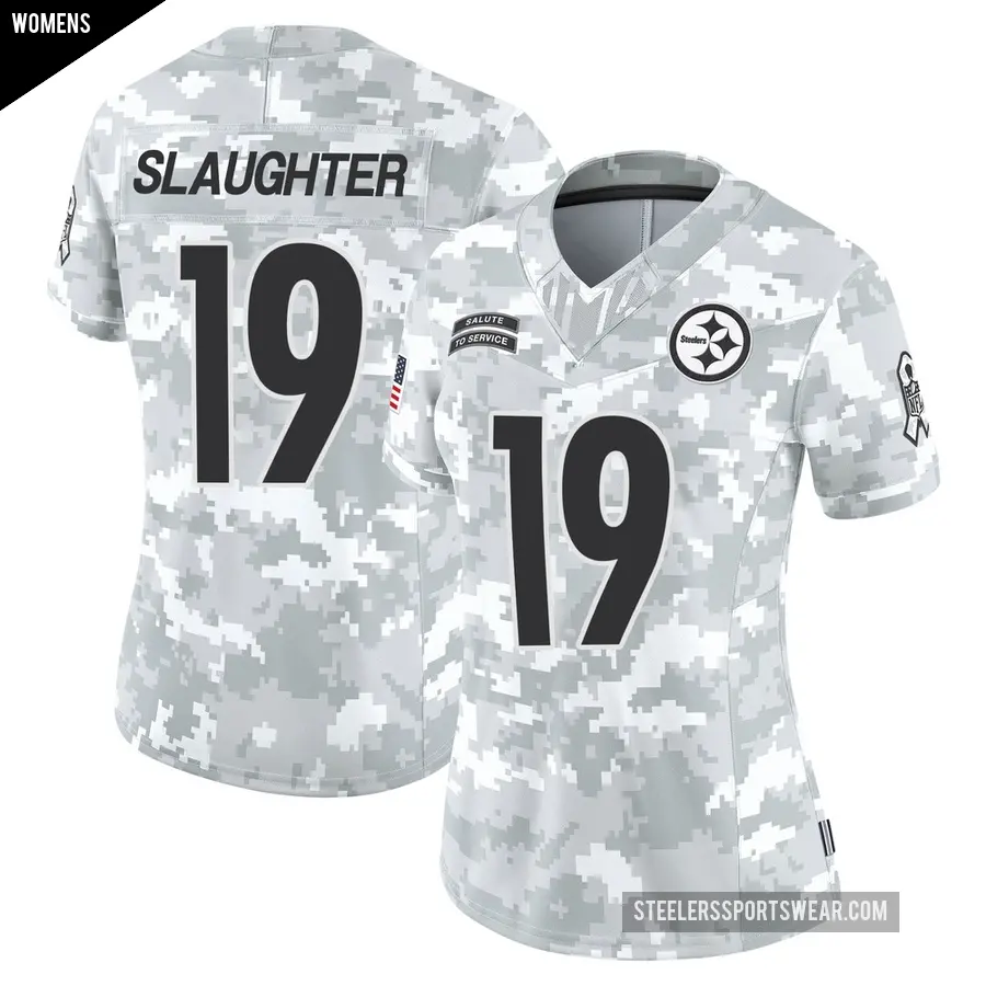 Women's Pittsburgh Steelers ＃19 Doneiko Slaughter Arctic Camo Limited 2024 Salute to Service Jersey