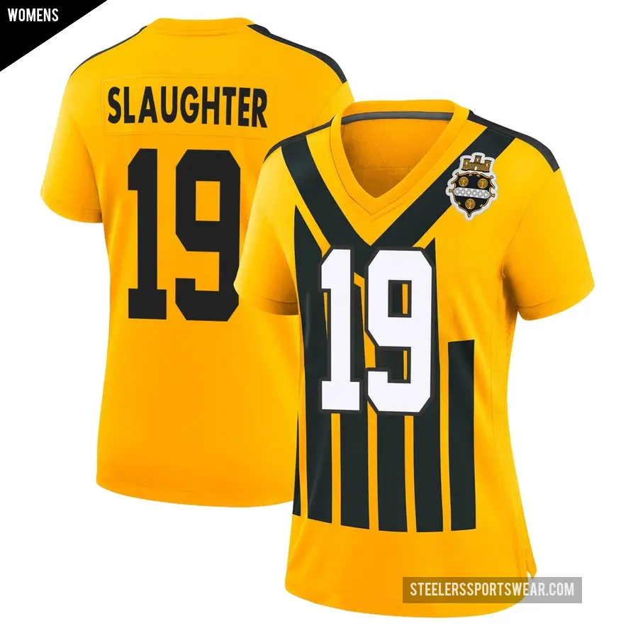 Women's Pittsburgh Steelers ＃19 Doneiko Slaughter Gold Game Alternate 1933 Throwback Jersey
