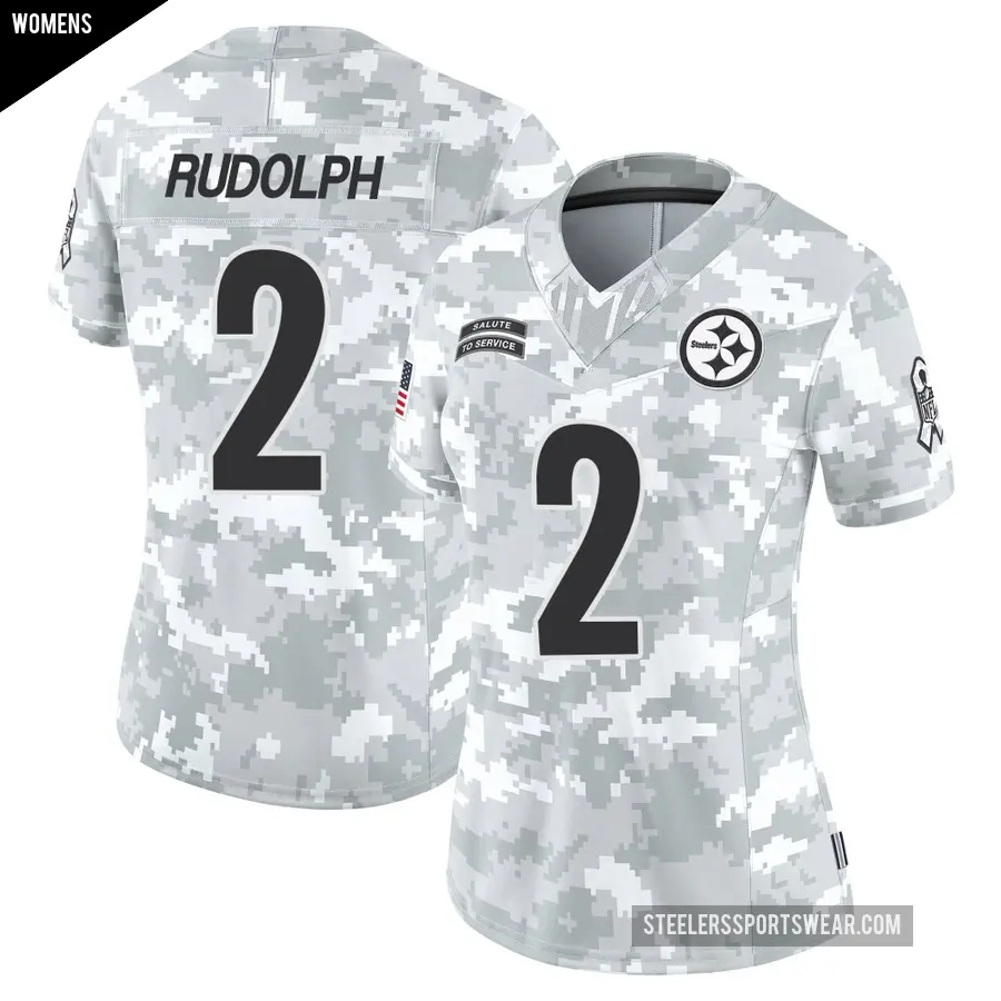 Women's Pittsburgh Steelers ＃2 Mason Rudolph Arctic Camo Limited 2024 Salute to Service Jersey