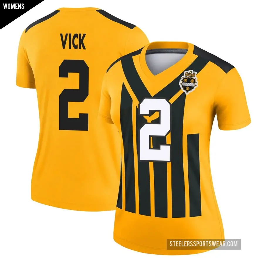Women's Pittsburgh Steelers ＃2 Mike Vick Gold Legend Alternate 1933 Throwback Performance Jersey