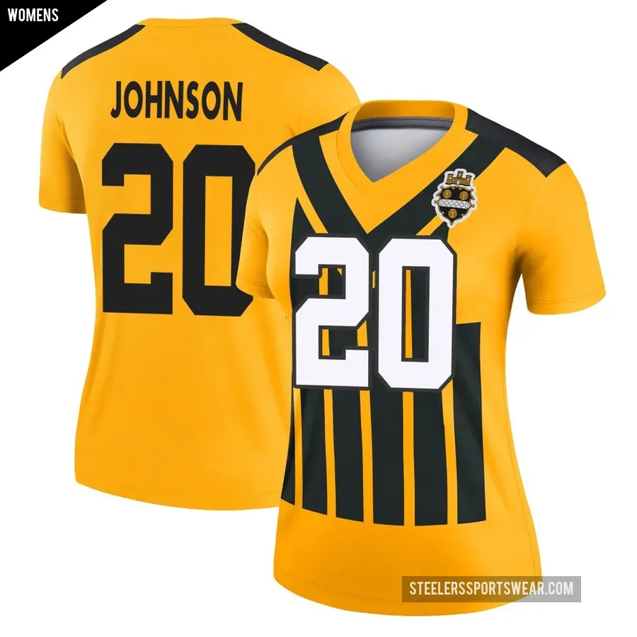Women's Pittsburgh Steelers ＃20 Kaleb Johnson Gold Legend Alternate 1933 Throwback Performance Jersey