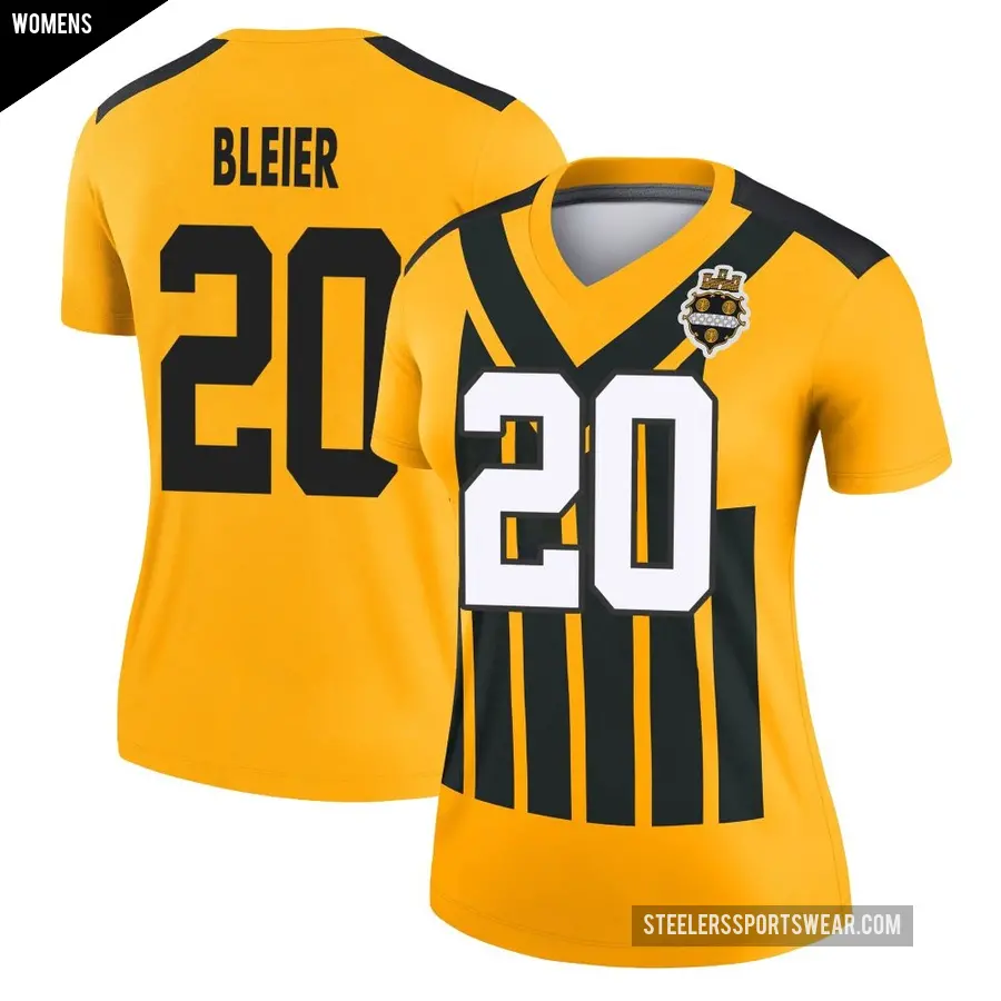 Women's Pittsburgh Steelers ＃20 Rocky Bleier Gold Legend Alternate 1933 Throwback Performance Jersey