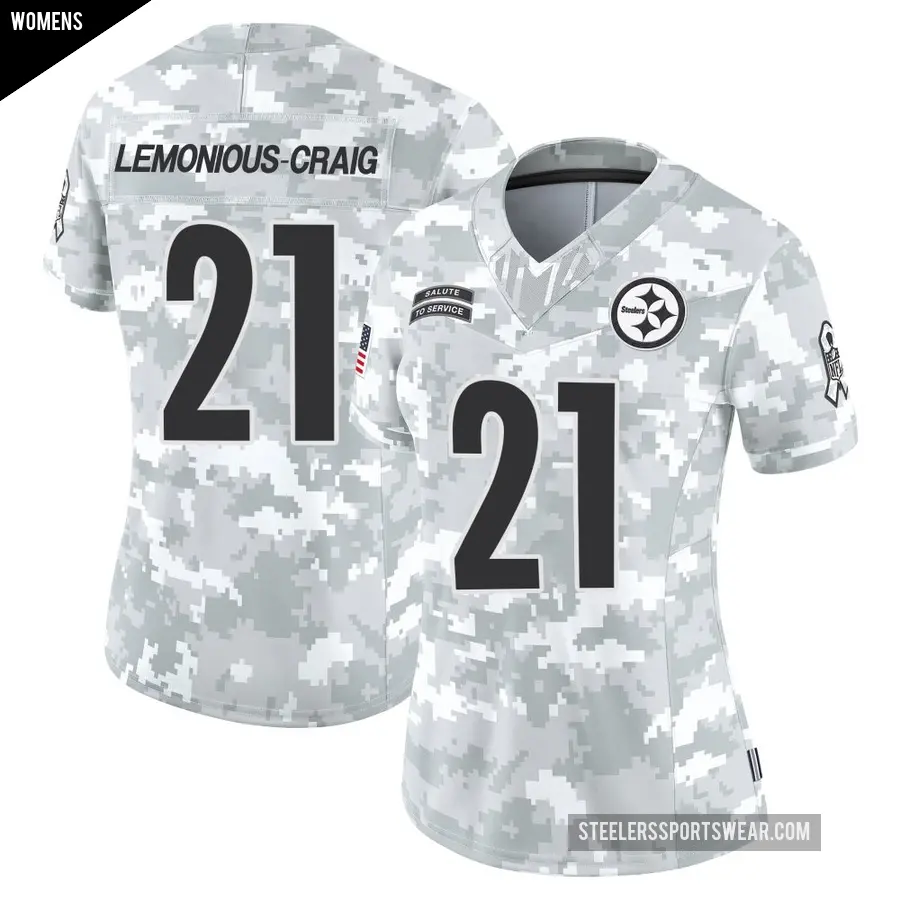 Women's Pittsburgh Steelers ＃21 Montana Lemonious-Craig Arctic Camo Limited 2024 Salute to Service Jersey