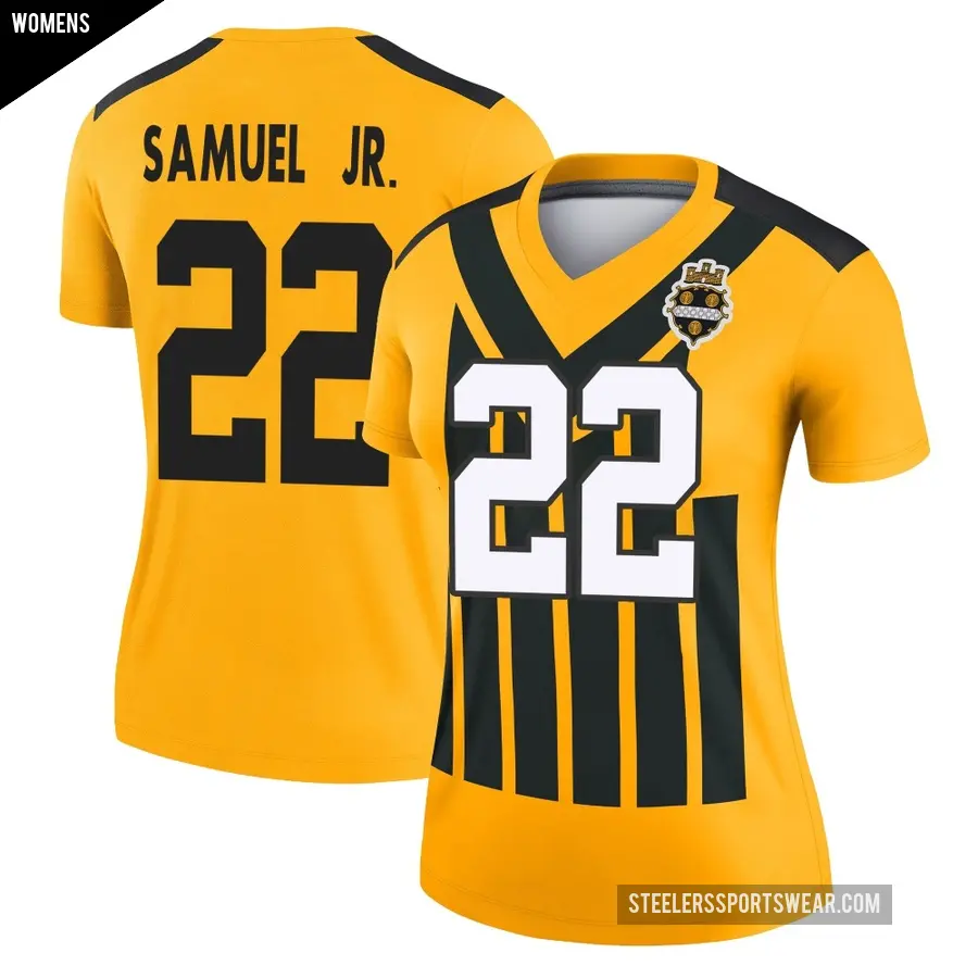 Women's Pittsburgh Steelers ＃22 Asante Samuel Jr. Gold Legend Alternate 1933 Throwback Performance Jersey