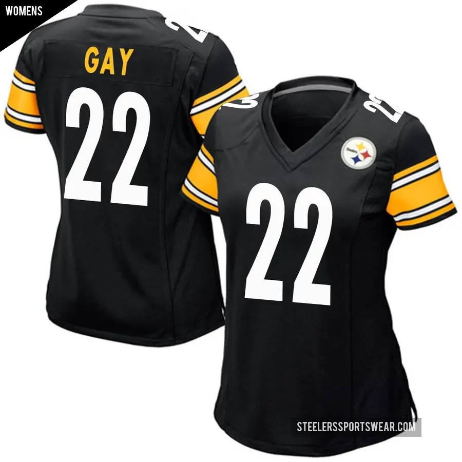 Women's Pittsburgh Steelers ＃22 William Gay Black Game Team Color Jersey