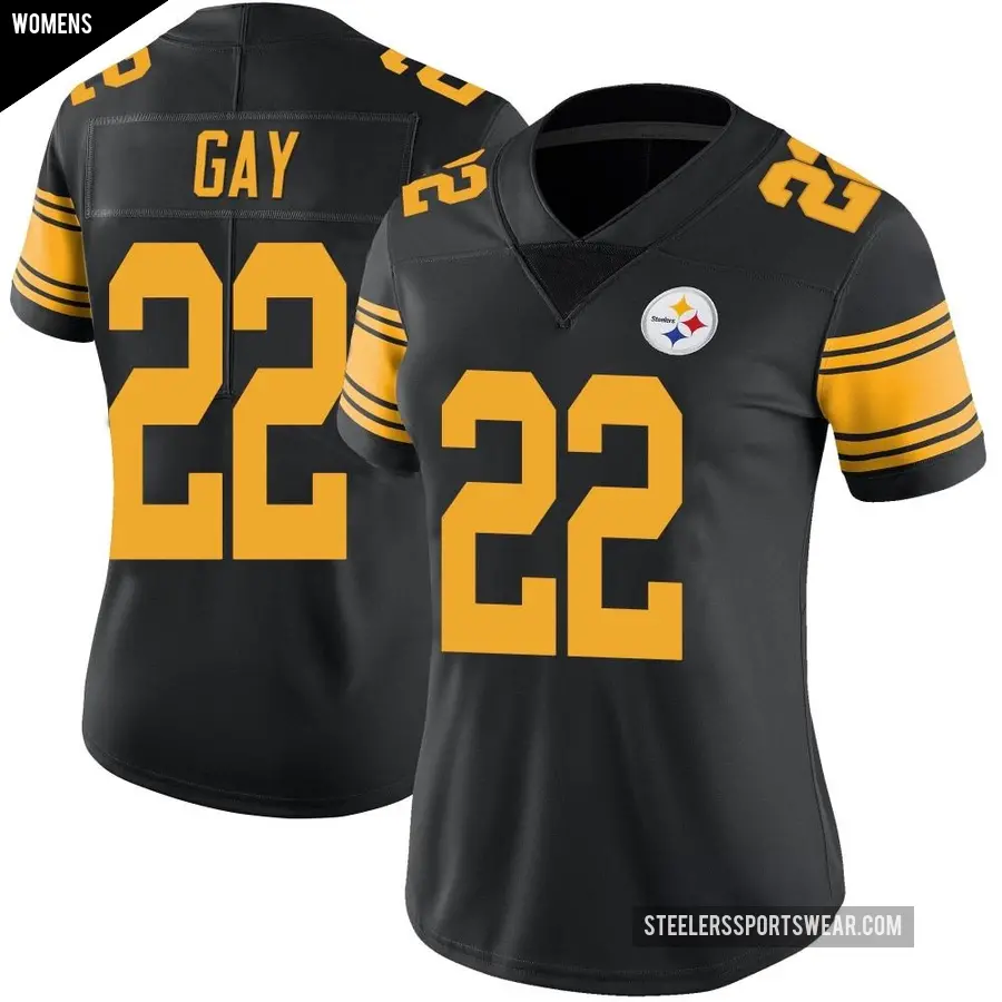 Women's Pittsburgh Steelers ＃22 William Gay Black Limited Color Rush Jersey