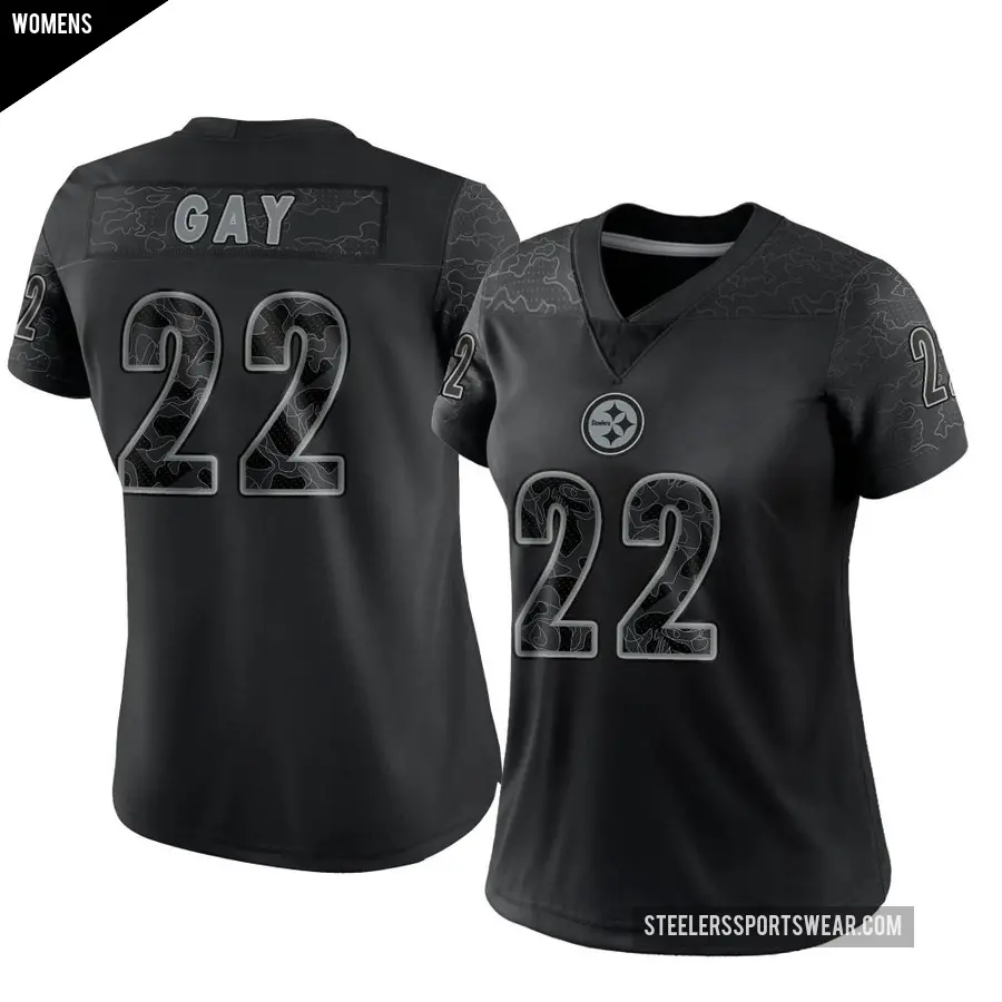 Women's Pittsburgh Steelers ＃22 William Gay Black Limited Reflective Jersey