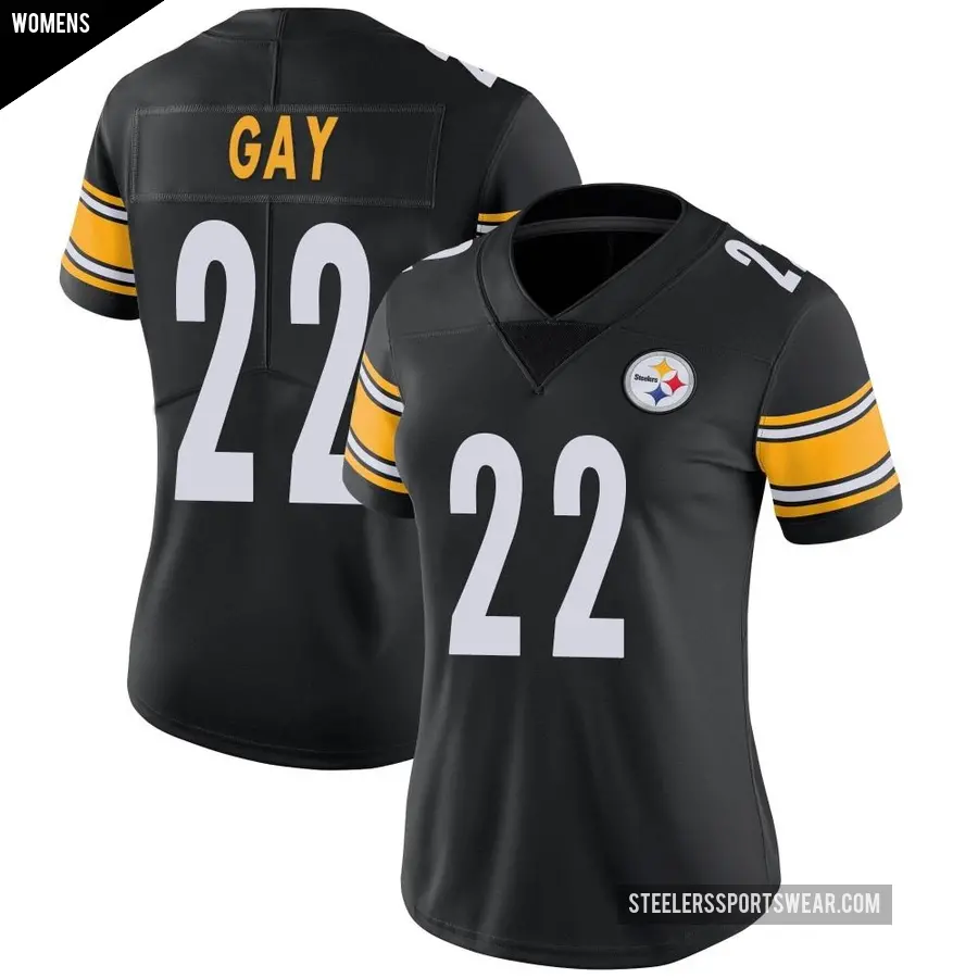 Women's Pittsburgh Steelers ＃22 William Gay Black Limited Team Color Vapor Untouchable Jersey