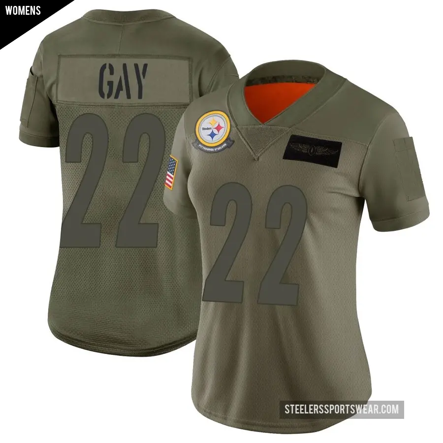 Women's Pittsburgh Steelers ＃22 William Gay Camo Limited 2019 Salute to Service Jersey