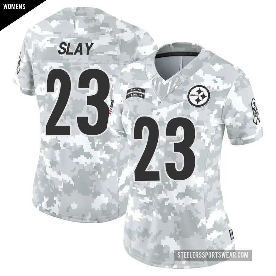Women's Pittsburgh Steelers ＃23 Darius Slay Arctic Camo Limited 2024 Salute to Service Jersey