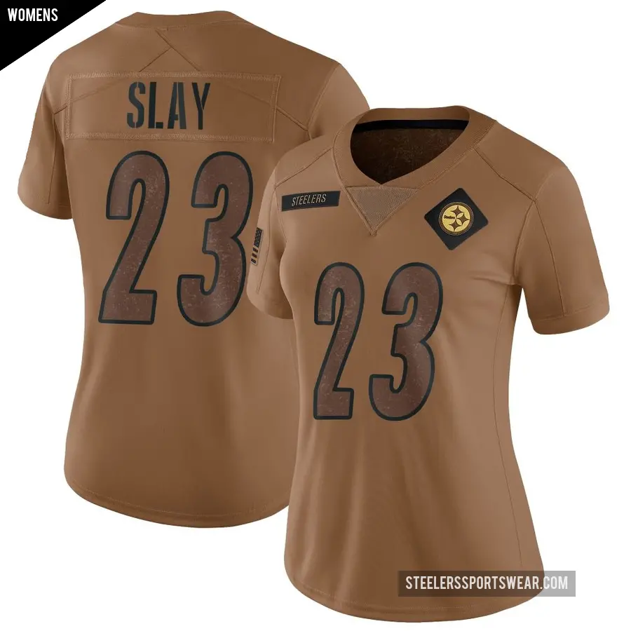 Women's Pittsburgh Steelers ＃23 Darius Slay Brown Limited 2023 Salute To Service Jersey